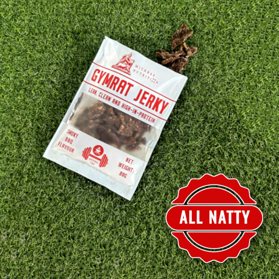 Image showing that Gymrat Jerky is an all natural beef jerky with no added sugar, no added preservatives and no seed oils